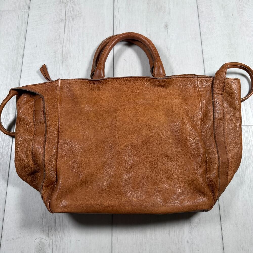 Free People Cognac Leather Tote Bag